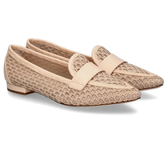 Agl Shoes - *New* AGL Attilio "Blanca Plots" Pointed Toe Loafer, Beige, Size 38